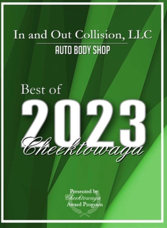 A poster for in and out collision llc auto body shop