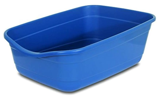 a blue plastic container on a white background