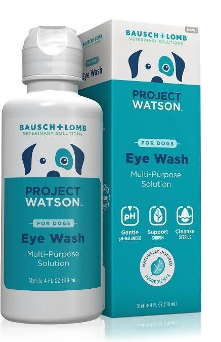 a bottle of project watson eye wash next to a box .