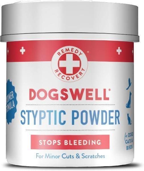a jar of dog swell styptic powder for minor cuts and scratches