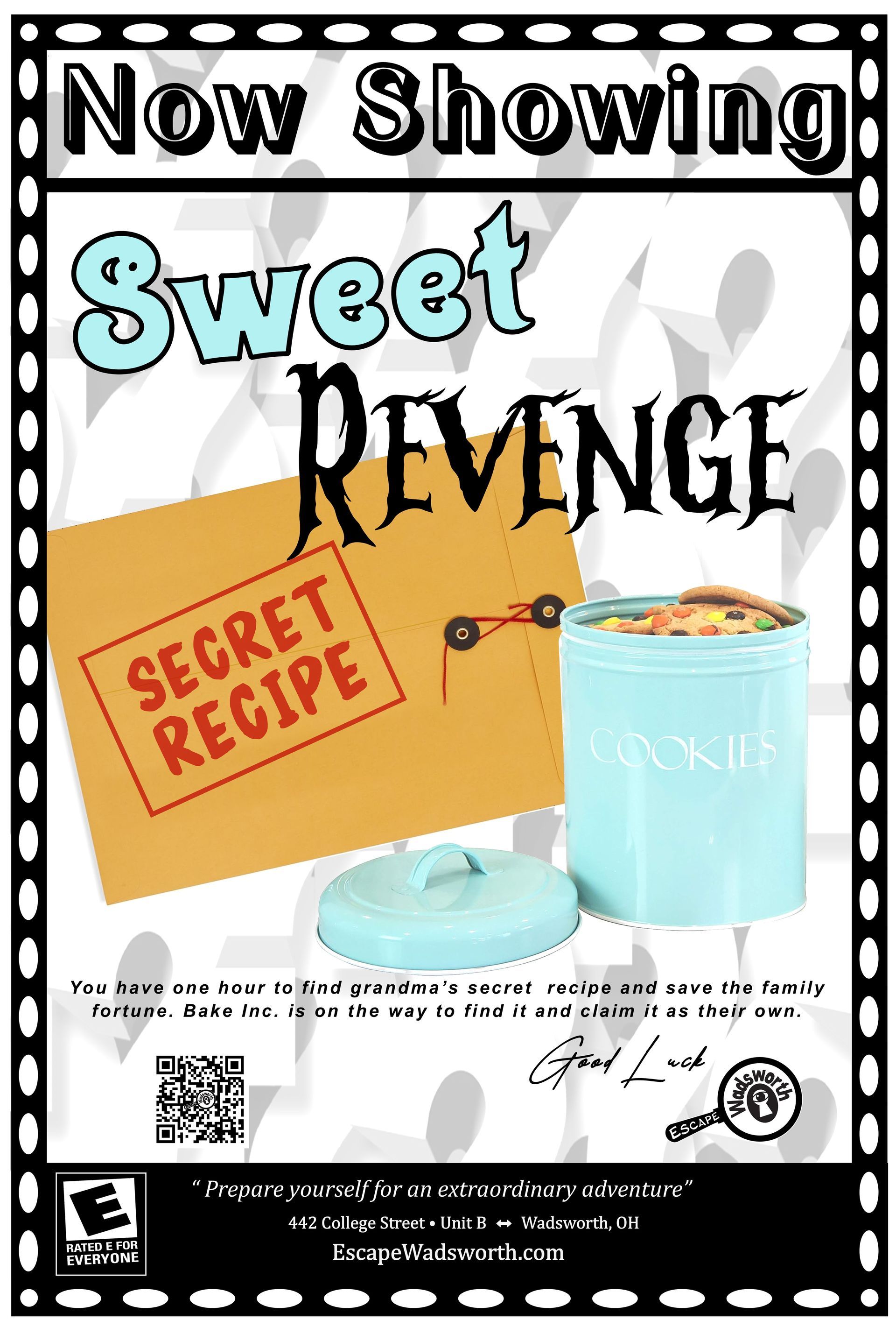 A poster for an escape room called sweet revenge.