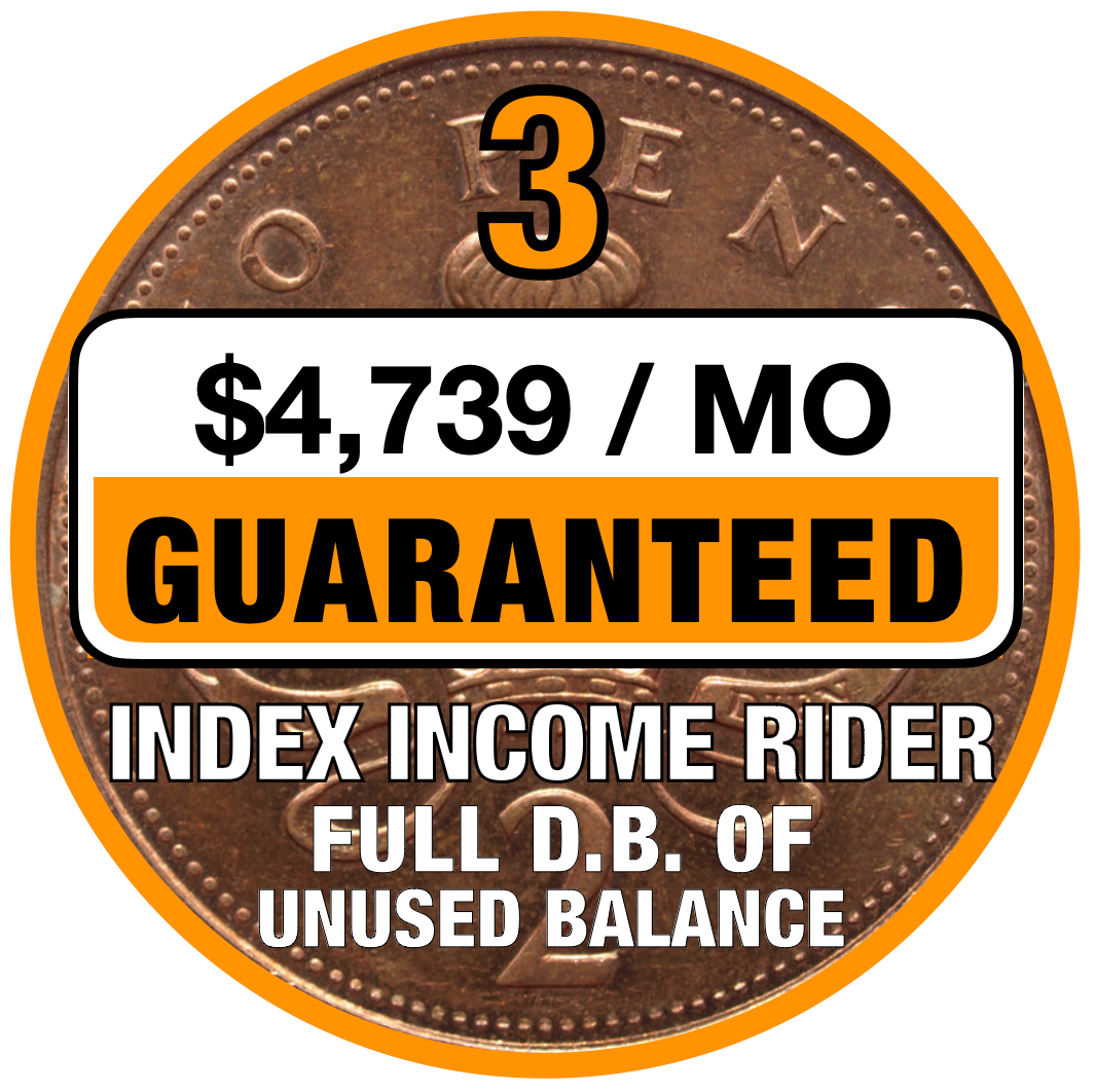 Orange coin with text: