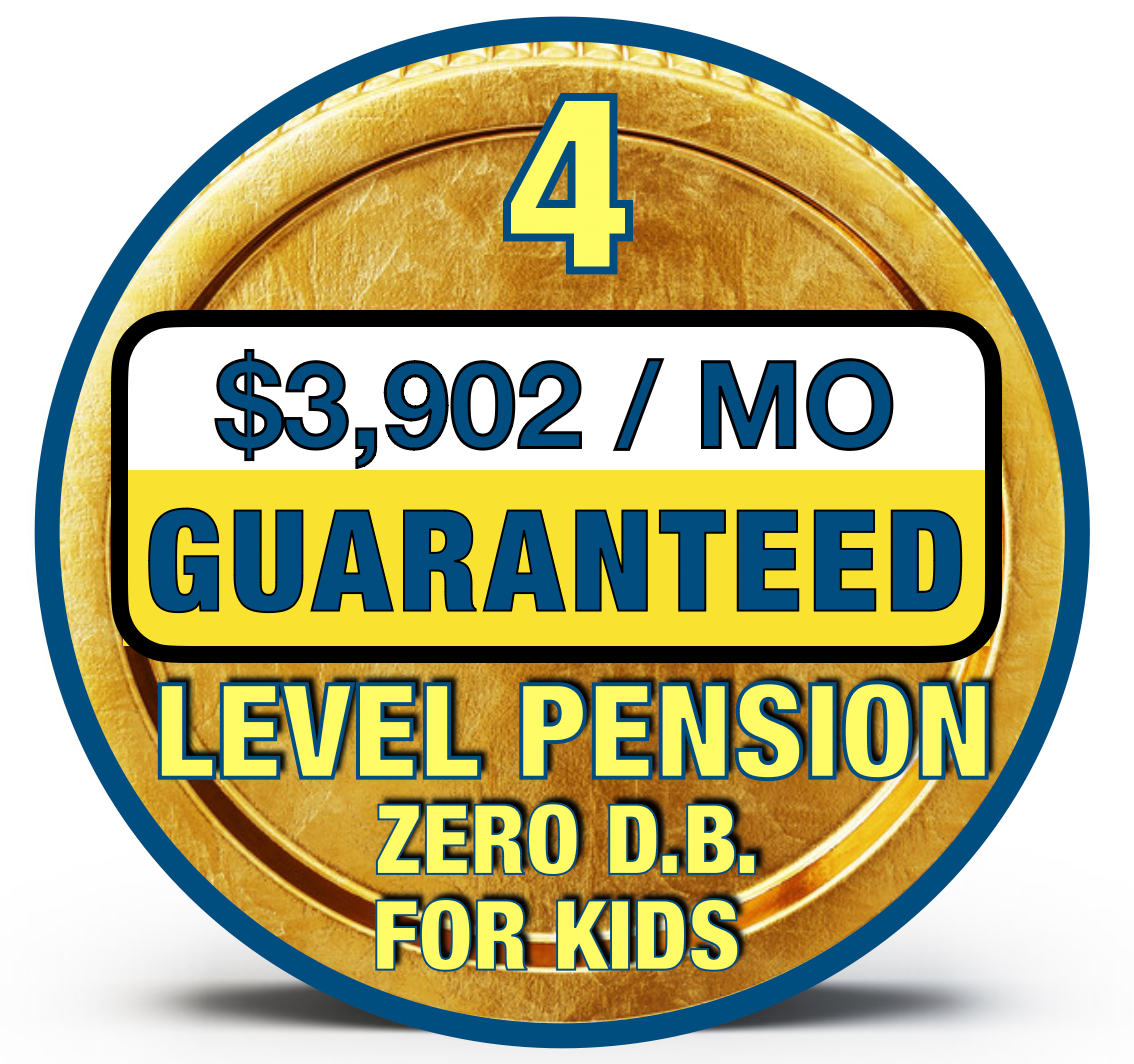 Gold coin graphic: $3,902/MO guaranteed level pension.