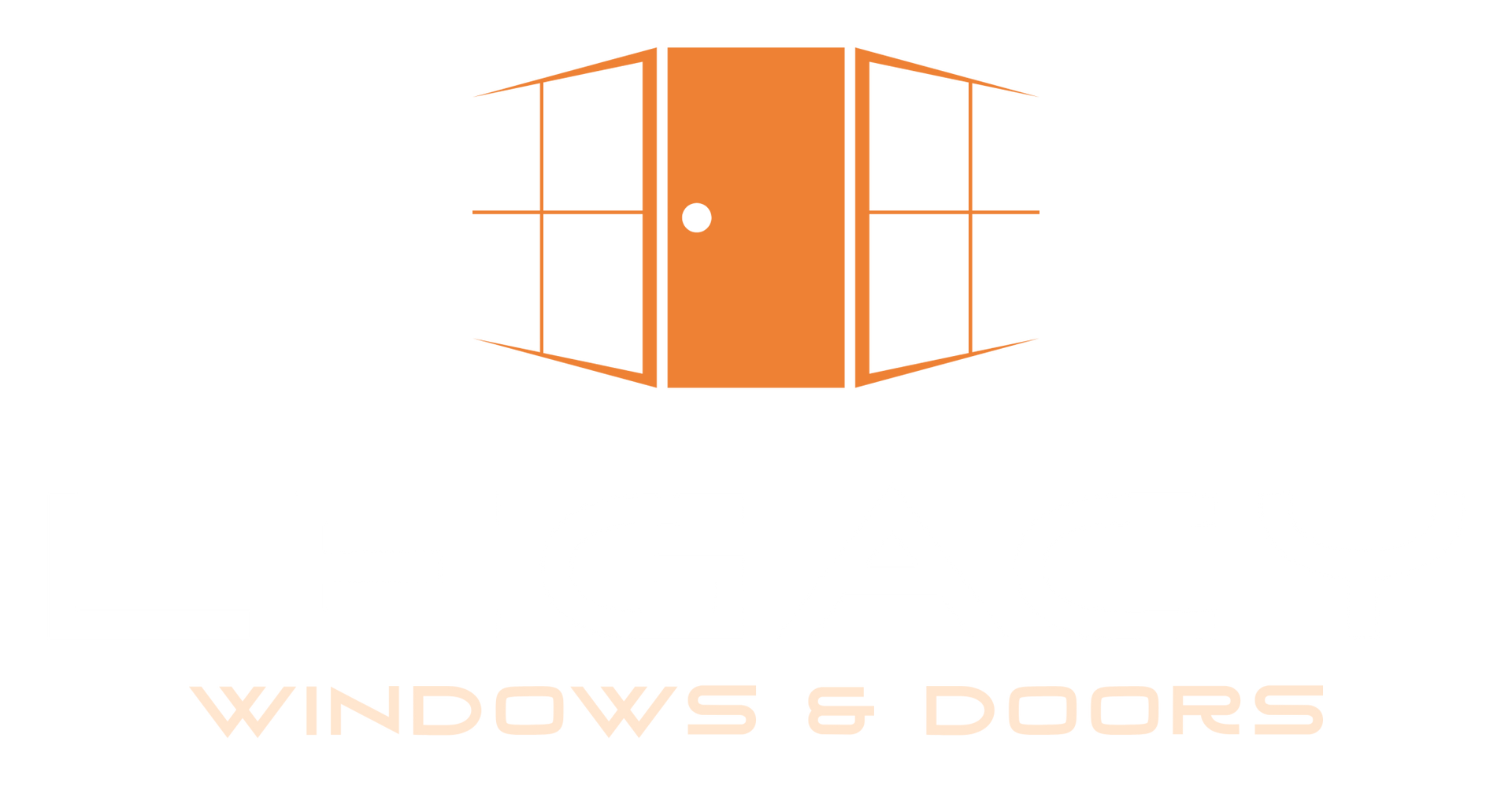 Orange door graphic within a stylized window frame; "WINDOWS & DOORS" below.