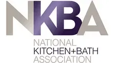 The logo for the national kitchen and bath association is purple and silver.