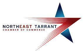the northeast tarrant chamber of commerce logo is a red , white and blue star .