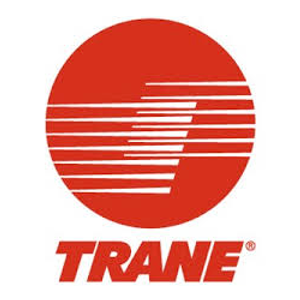 The Trane logo: a red circle with white horizontal lines forming a stylized letter T, with the word "TRANE" below.