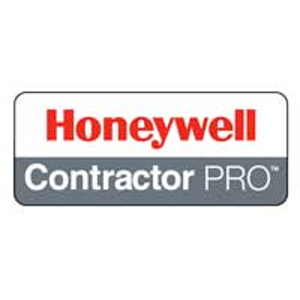 The Honeywell Contractor PRO logo featuring the red Honeywell brand name above white text on a grey background.