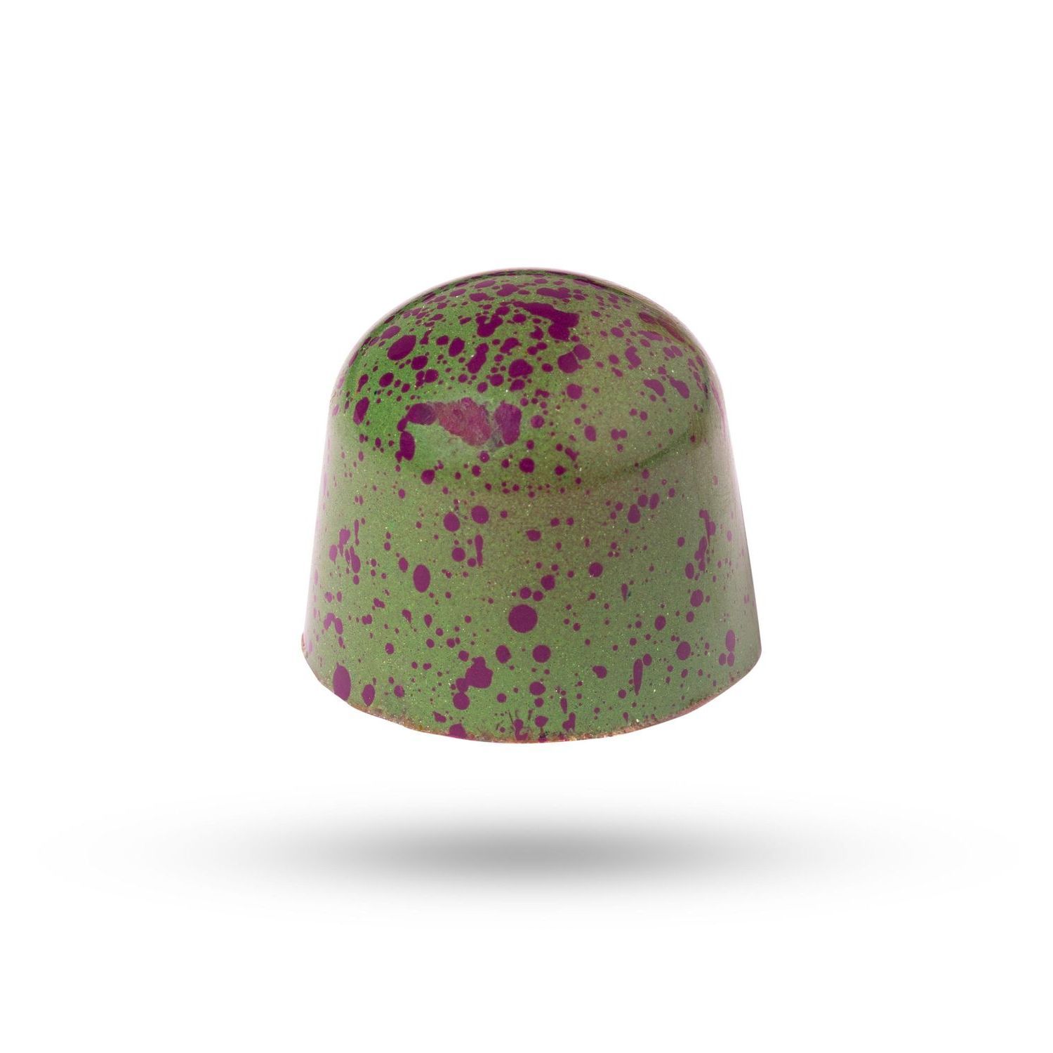 Groen en paars gespikkelde chocoladetruffel.