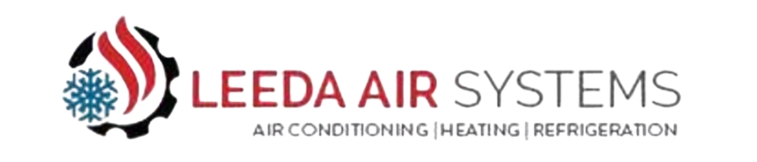 Leeda Air Systems logo with red and gray text and a stylized blue-and-red fan icon