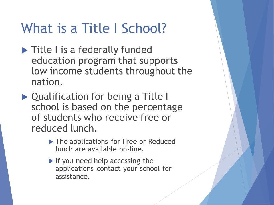 What is a title i school is a federally funded education program that supports low income students throughout the nation.