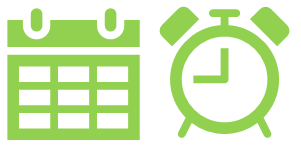 Aktuelles Symbole Kalender und Wecker