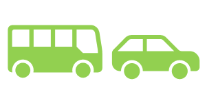 Mobilität, Symbole Bus und Auto