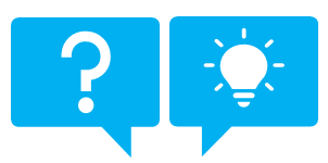 Service Symbole Sprechblasen mit Fragezeichen und Glühbirne