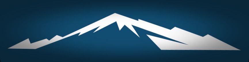 A white mountain with snow on it on a blue background.