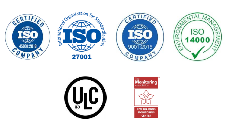 A group of iso certification logos on a white background