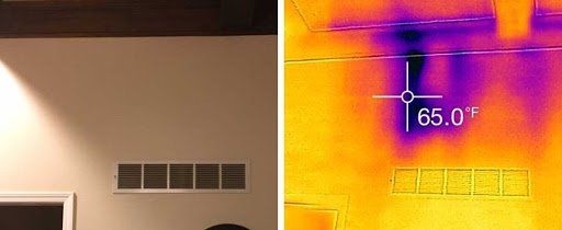 A thermal image of a room with a temperature of 65.0 degrees