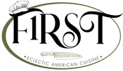 A logo for a restaurant called first eclectic american cuisine