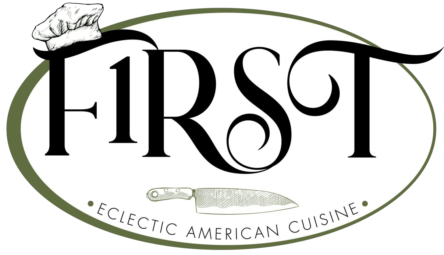 A logo for a restaurant called first eclectic american cuisine