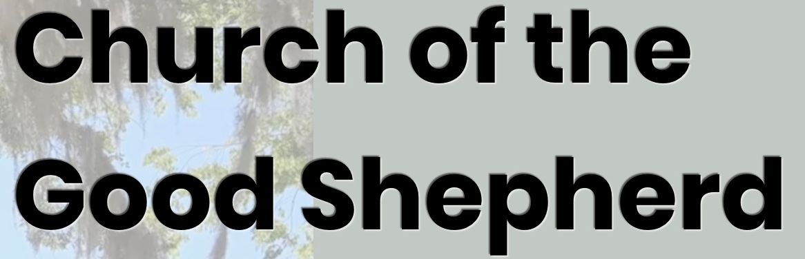 A church of the good shepherd logo with a tree in the background