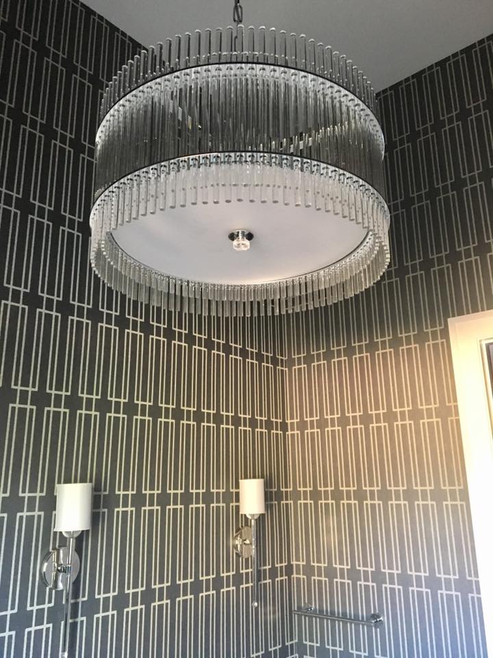 luxury home remodel bathroom chandelier