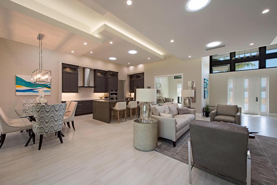 luxury home renovation remodel kitchen and living room