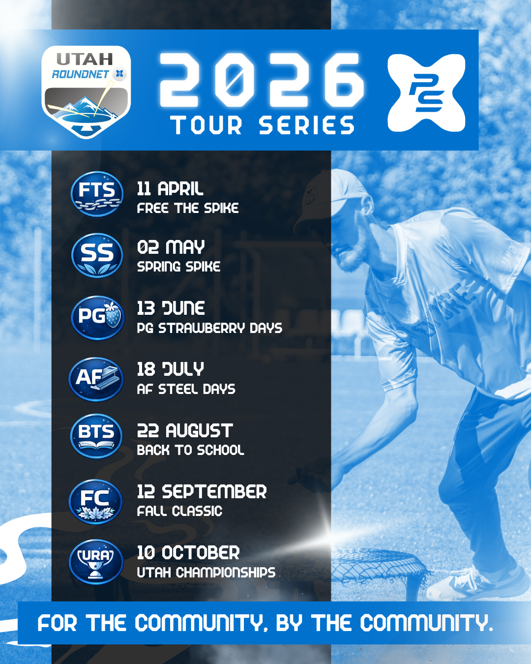 2026 utah roundnet tournament schedule that uses premier spike as the best spikeball equipment