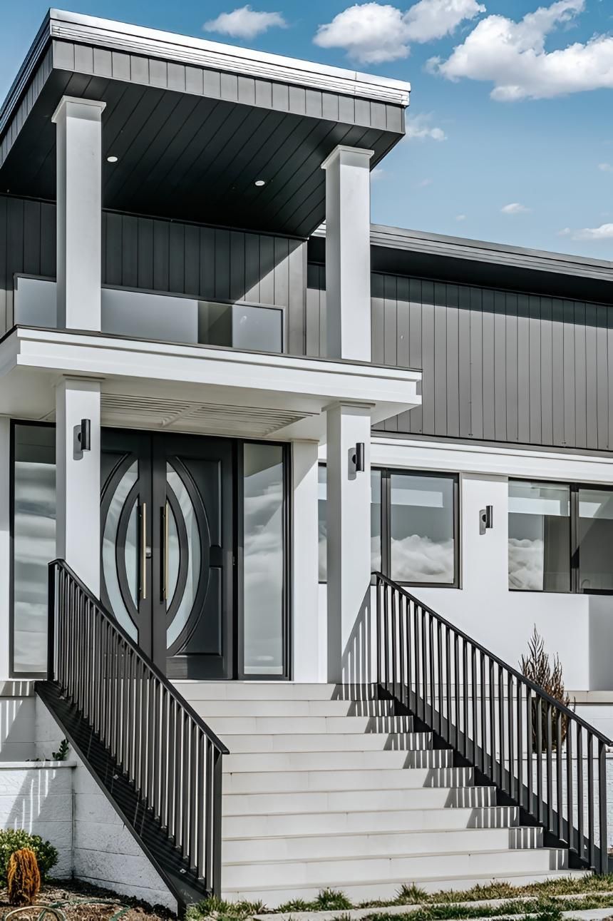 White Modern Home With Grey Roof and Black Railings — Thomas Croker Constructions In Myrtleville, NSW