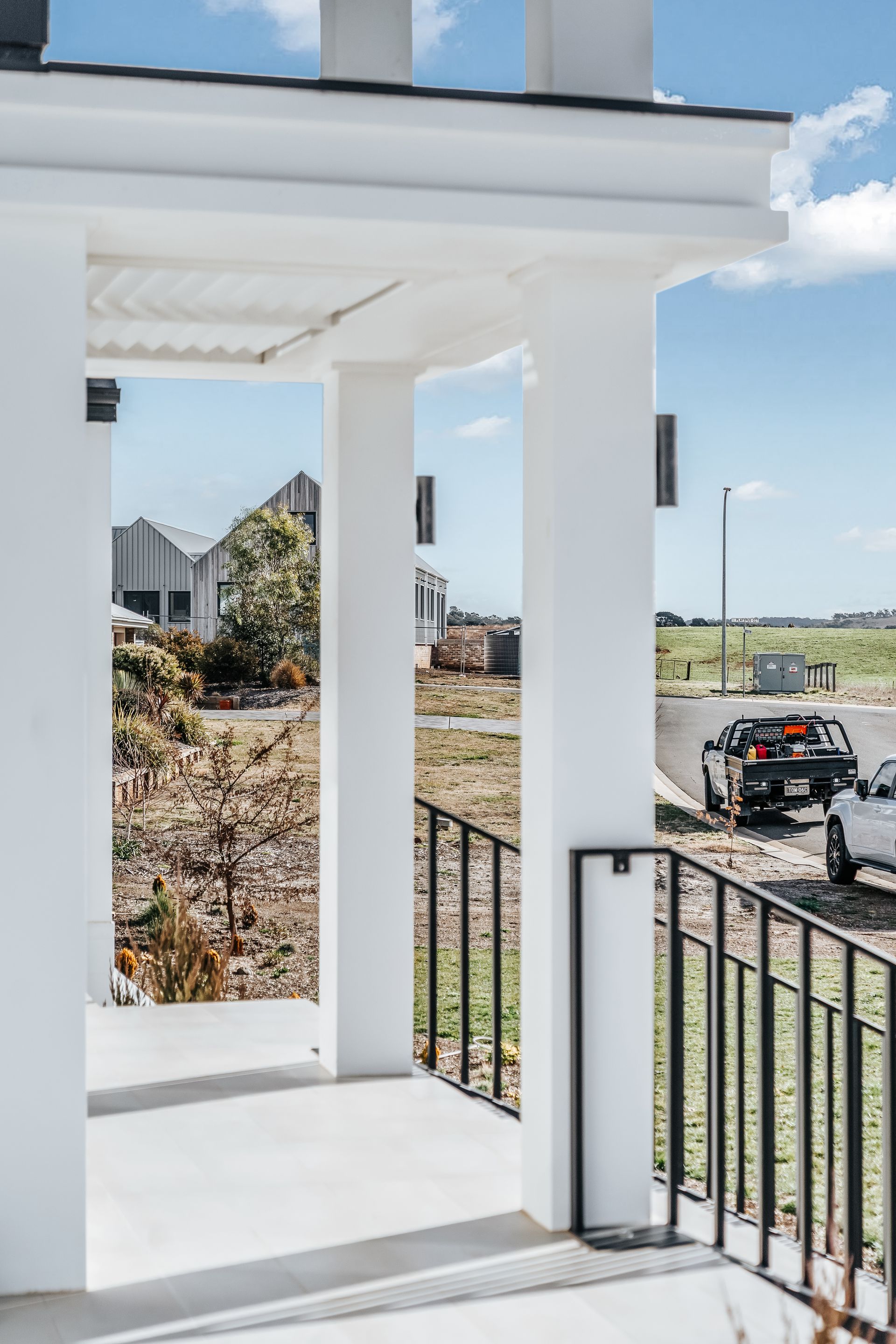 Front Deck With White Posts And Black Railing — Thomas Croker Constructions In Myrtleville, NSW