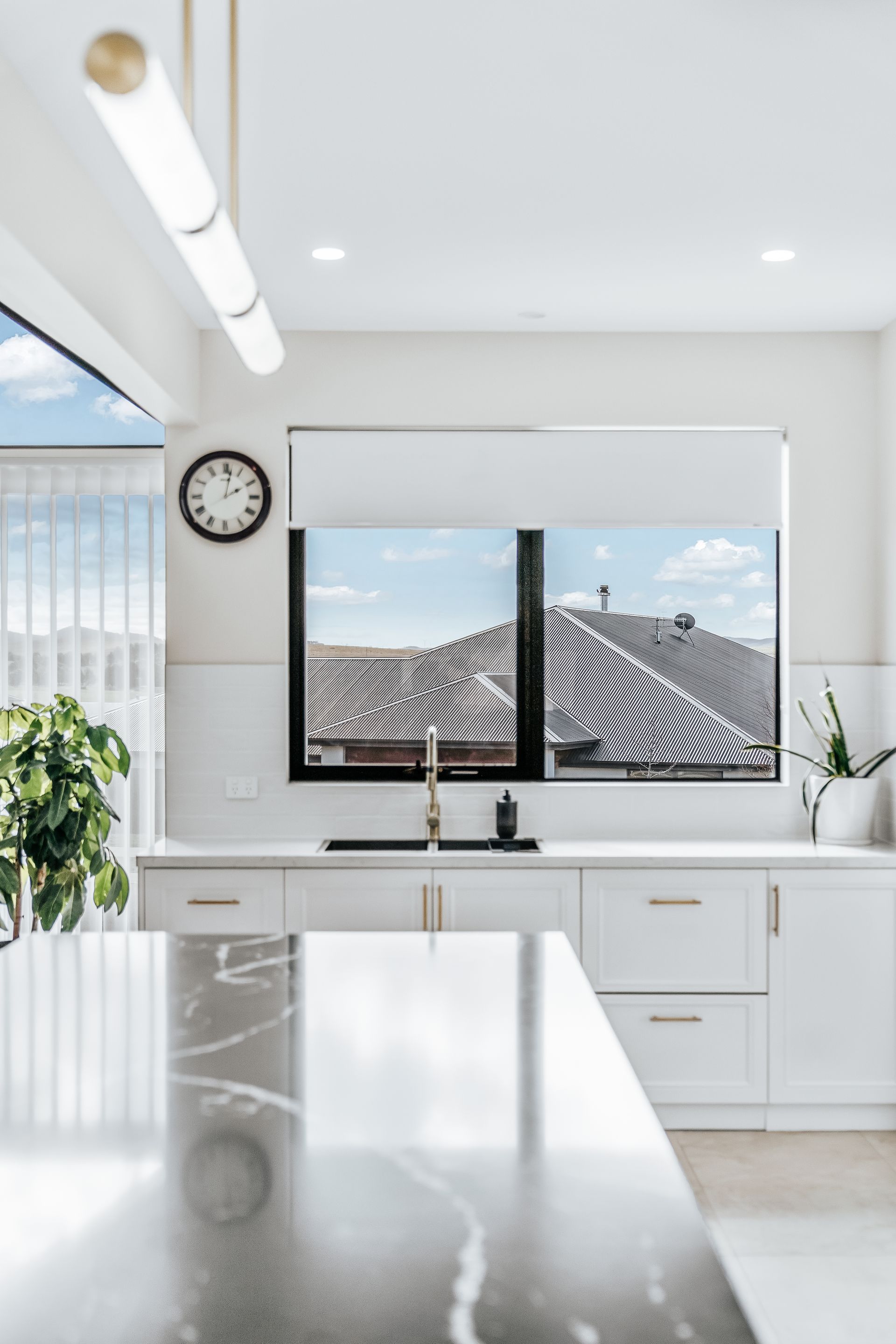 Bright White Kitchen With a Marble Countertop — Thomas Croker Constructions In Myrtleville, NSW