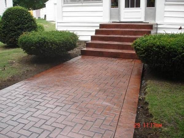 stamped concrete sidewalk & stairs