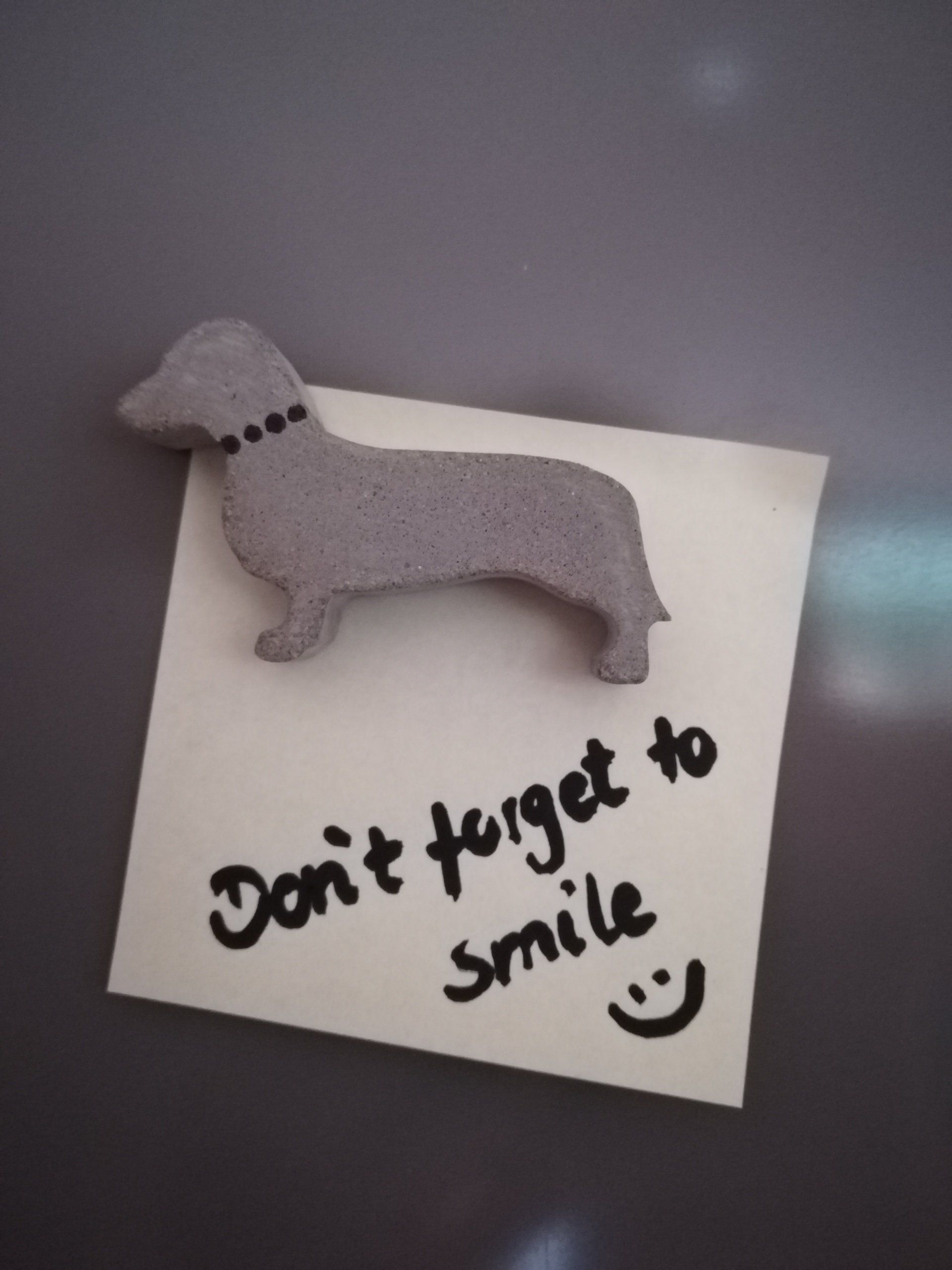 Betonmagneet, Teckel van beton, uniek cadeuatje teckel, teckel van cement, cementmagneet, handgemaakt, handgemaakt teckel, handgemaakt teckel van beton, handgemaakt teckel van cement