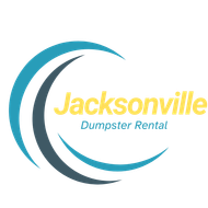 Logo for Jacksonville Dumpster Rental: teal, black, and yellow curved lines around text.