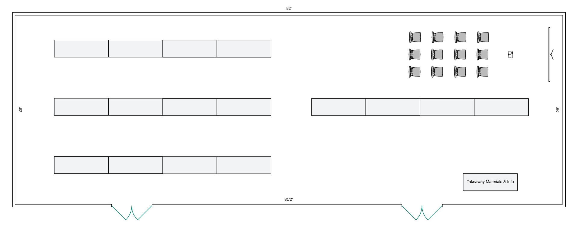 An exhibit room floor plan example.