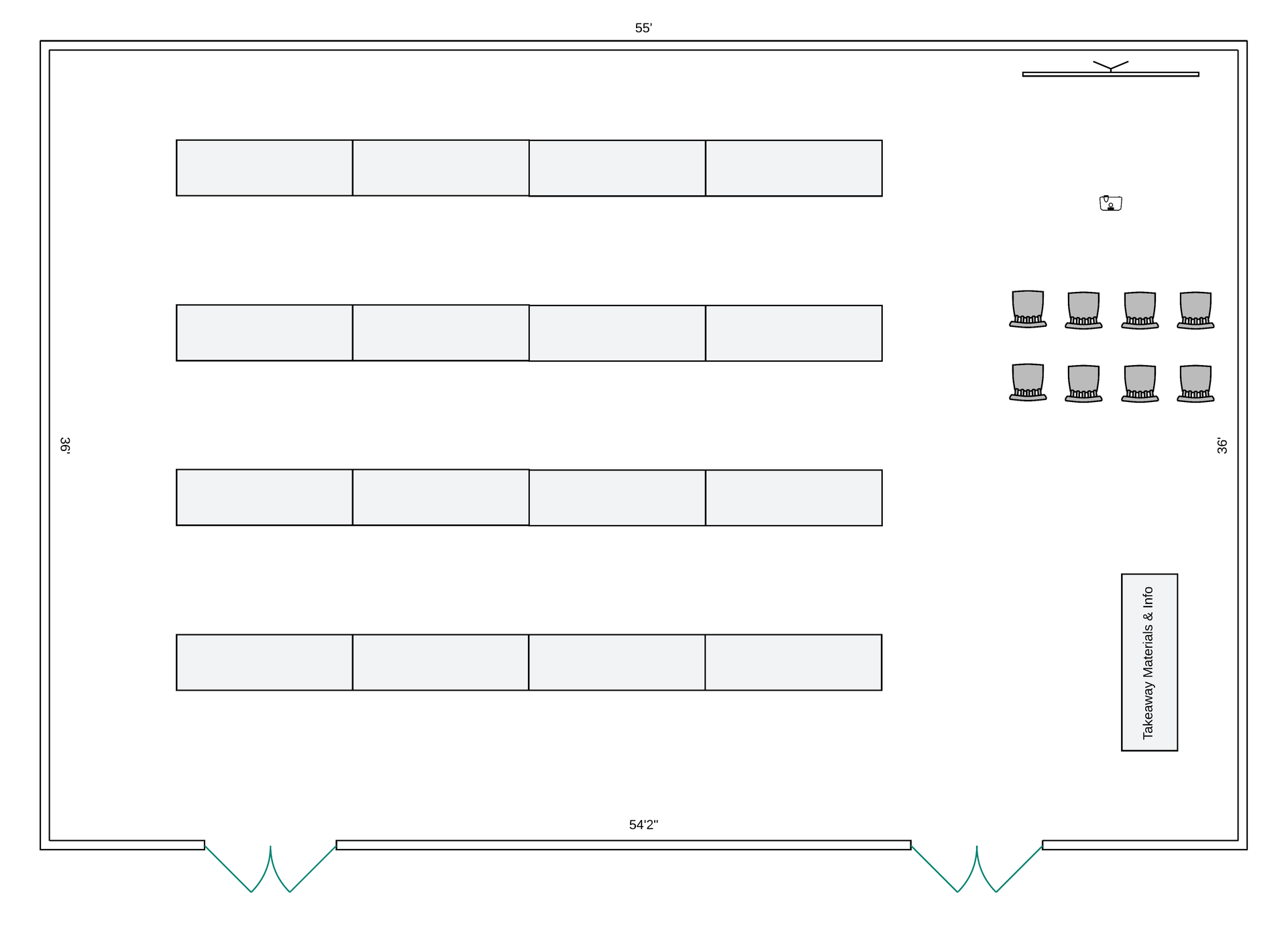 An exhibit room floor plan example.