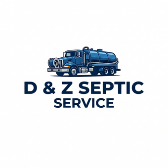 Blue septic truck logo with text &ldquo;D & Z SEPTIC SERVICE&rdquo;