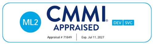 A blue and white logo for cmmi ml2 appraised