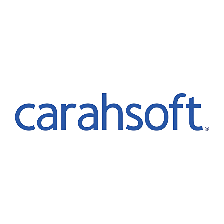 The logo for carahsoft is blue and white on a white background.