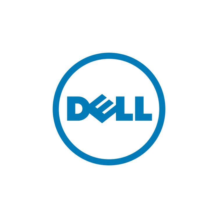 A dell logo in a blue circle on a white background