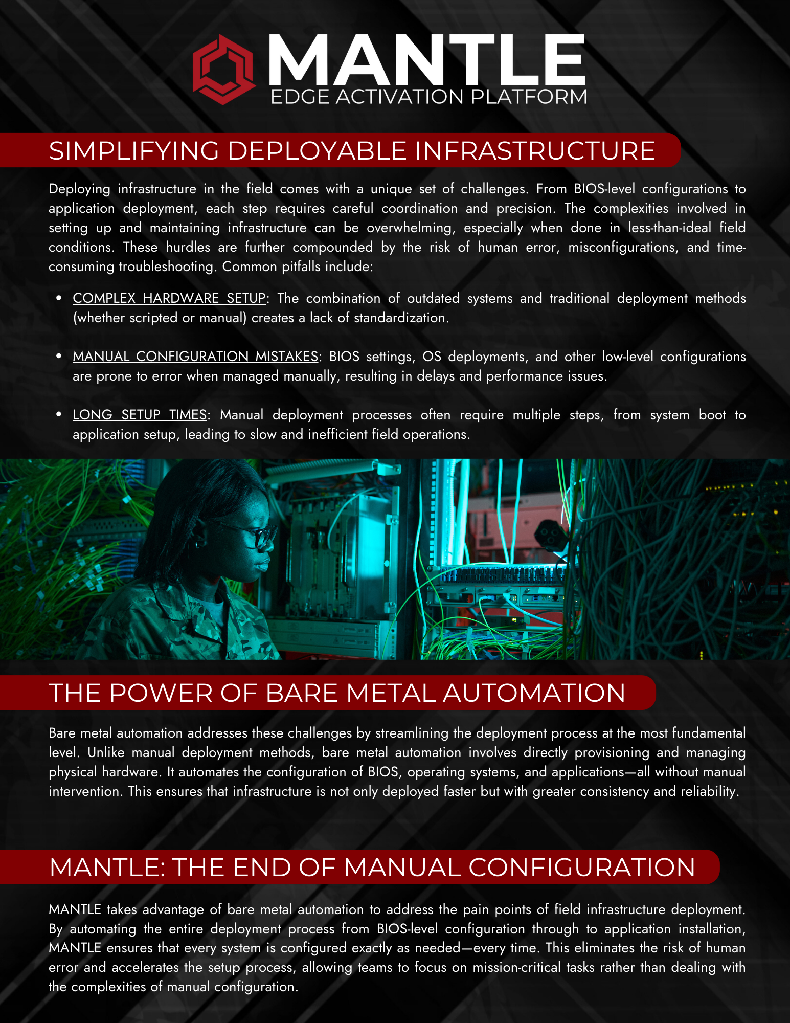 A black and red flyer for mantle edge activation platform.