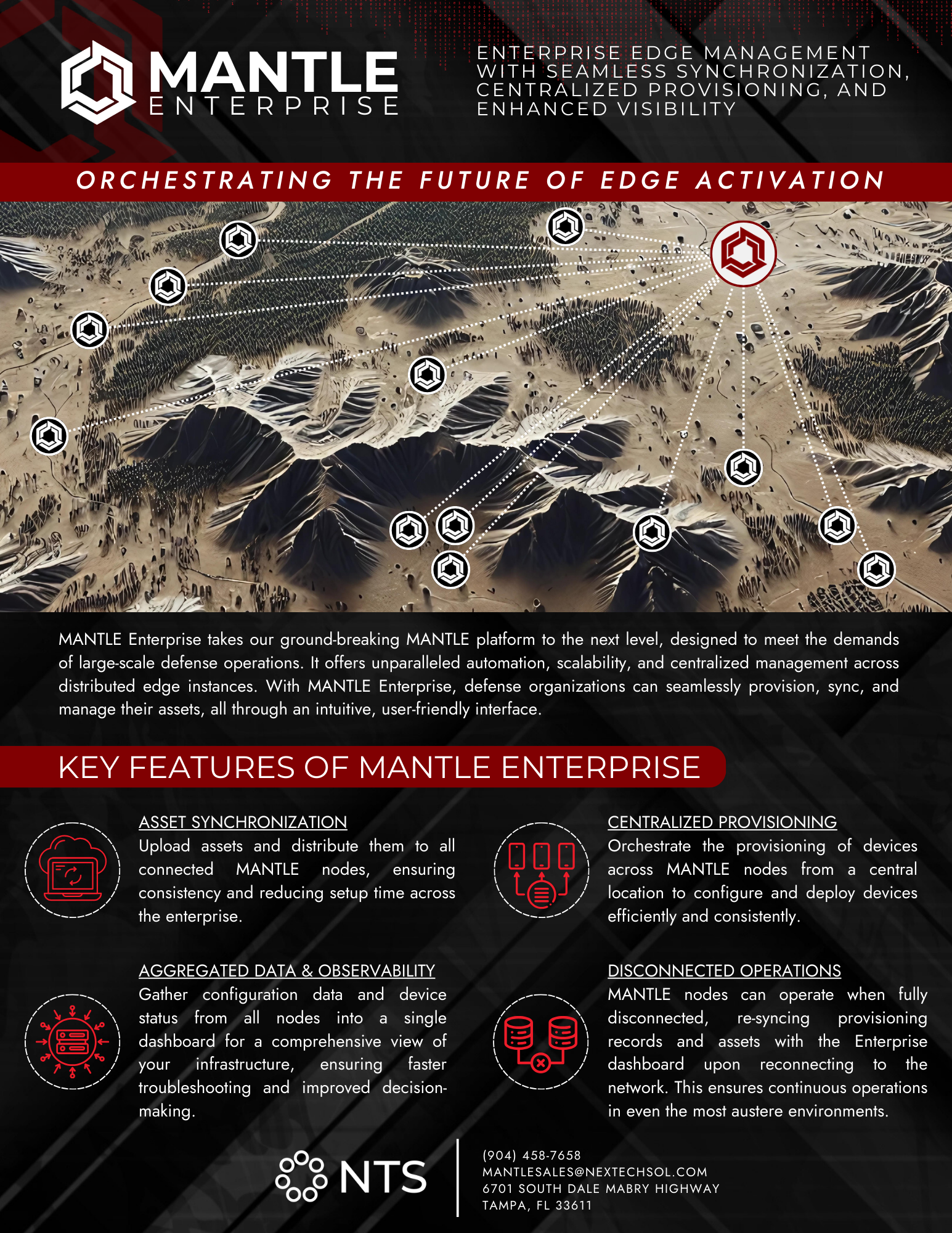 A brochure for a company called mantle enterprise is shown.