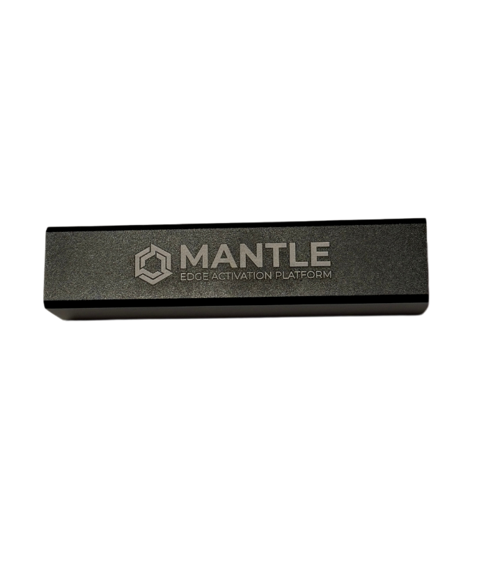 A black box with the word mantle on it.