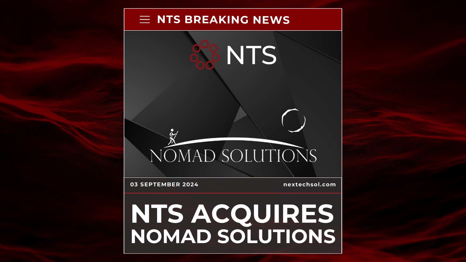 A black and red advertisement for nomad solutions