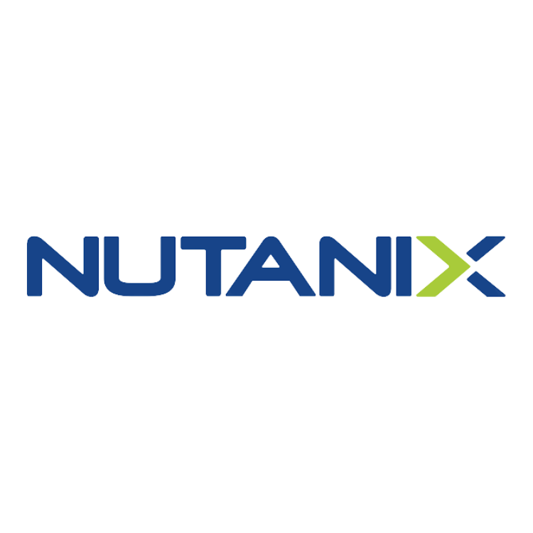 A blue and green logo for nutanix on a white background