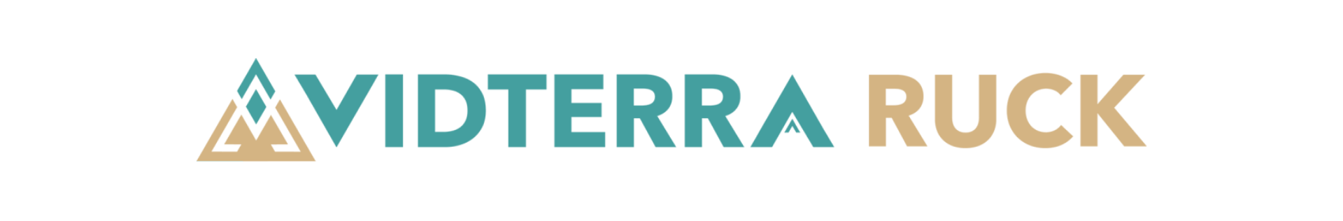 Logo for Vidterra Ruck, in teal and tan, with a triangle icon above the text.