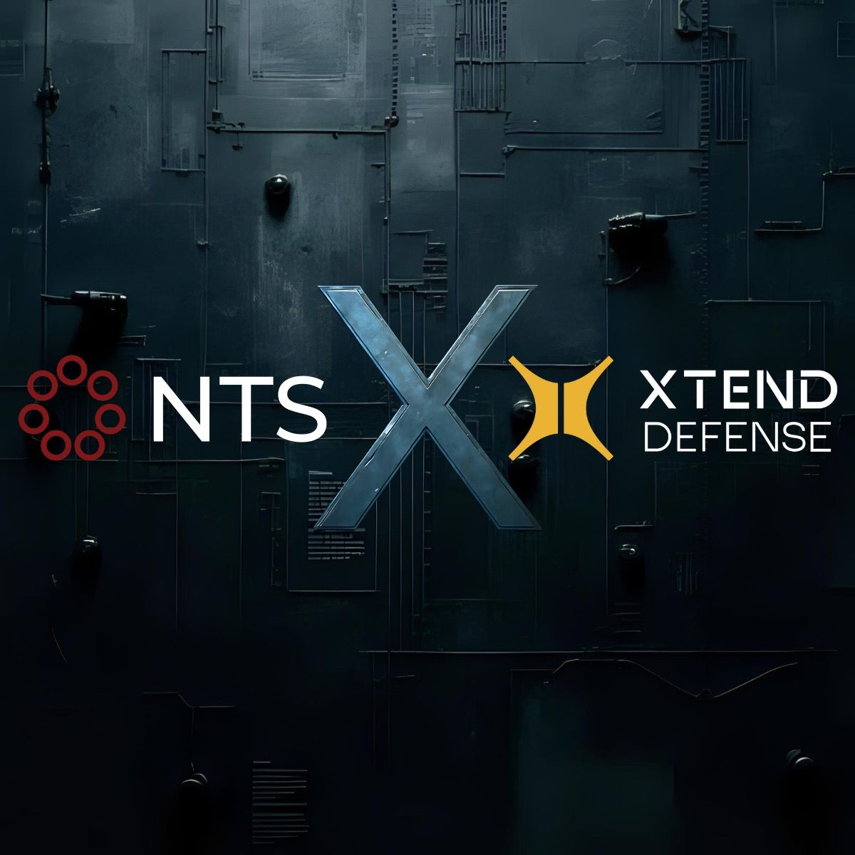 The logo for nts xtend defense is on a dark background