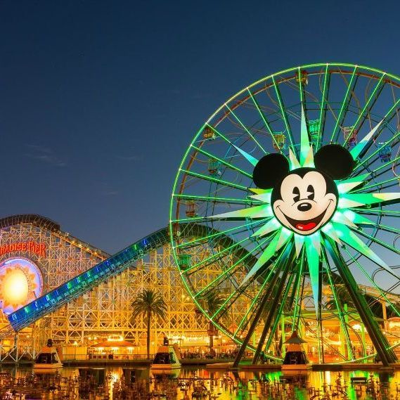 a ferris wheel with a mickey mouse face on it