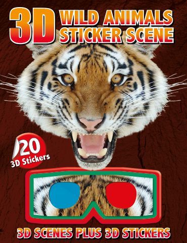 a 3d wild animals sticker scene with a tiger on the cover