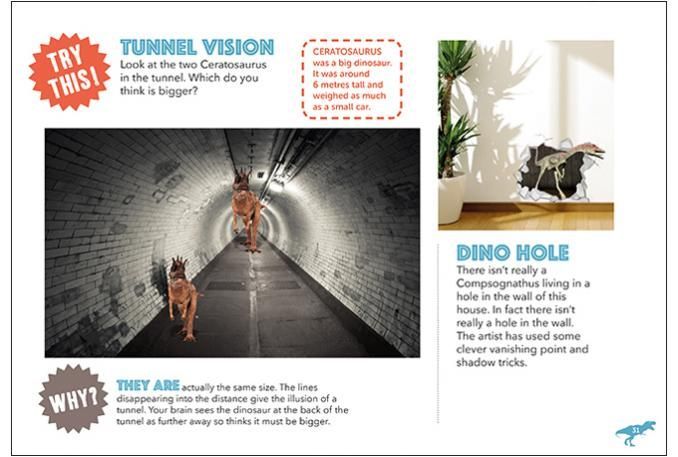 a picture of a tunnel vision and a picture of a dinosaur hole