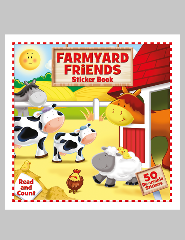 a farmyard friends sticker book with 50 reusable stickers